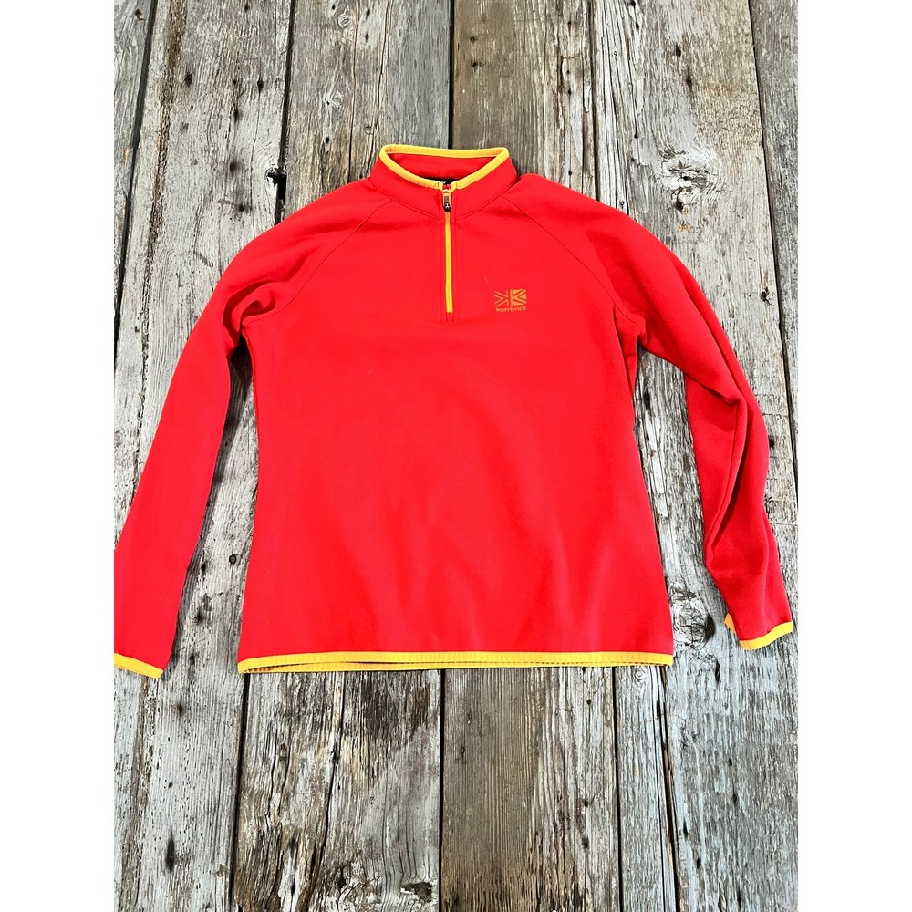 Karrimor Mens Red Quarter Zip‎ Fleece Pullover Jacket Yellow Trim Size S
